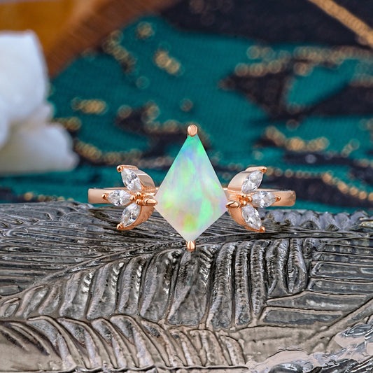 Minimalist Luxe 4-Prong Kite-Cut Opal Engagement Ring