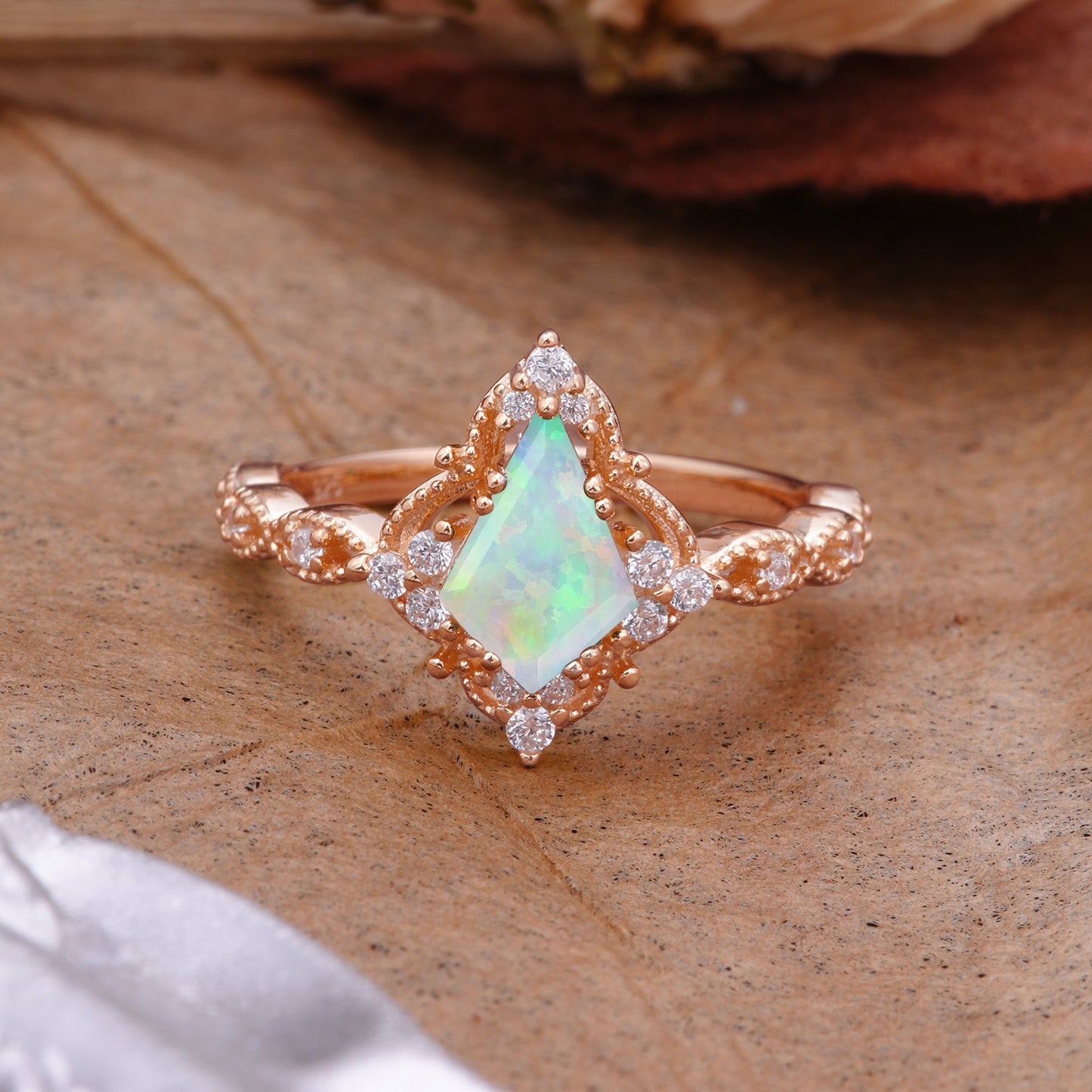 Vintage Luxe Kite-Cut Opal Engagement Ring