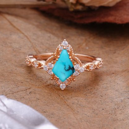 Vintage Luxe Kite-Cut Turquoise Engagement Ring