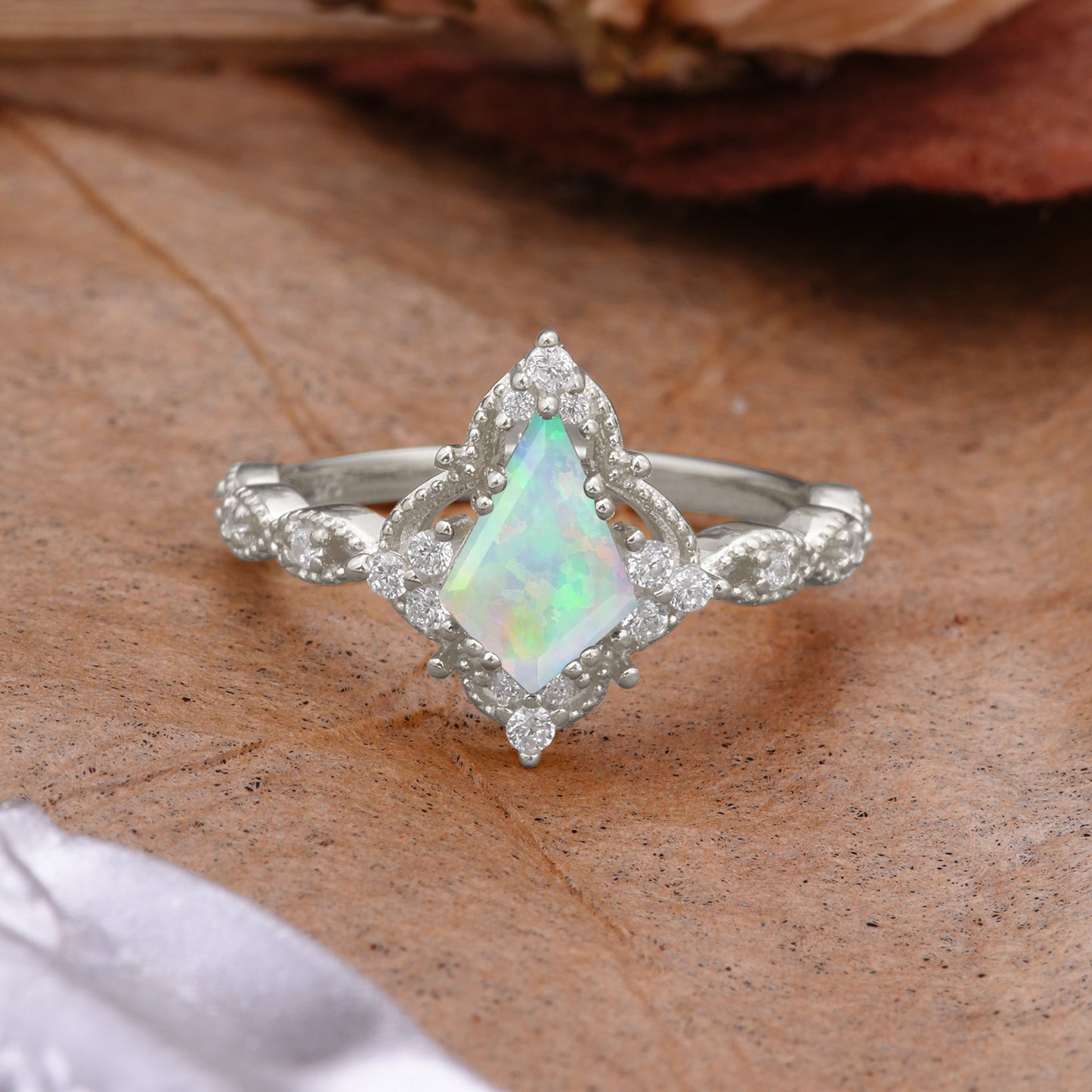 Vintage Luxe Kite-Cut Opal Engagement Ring