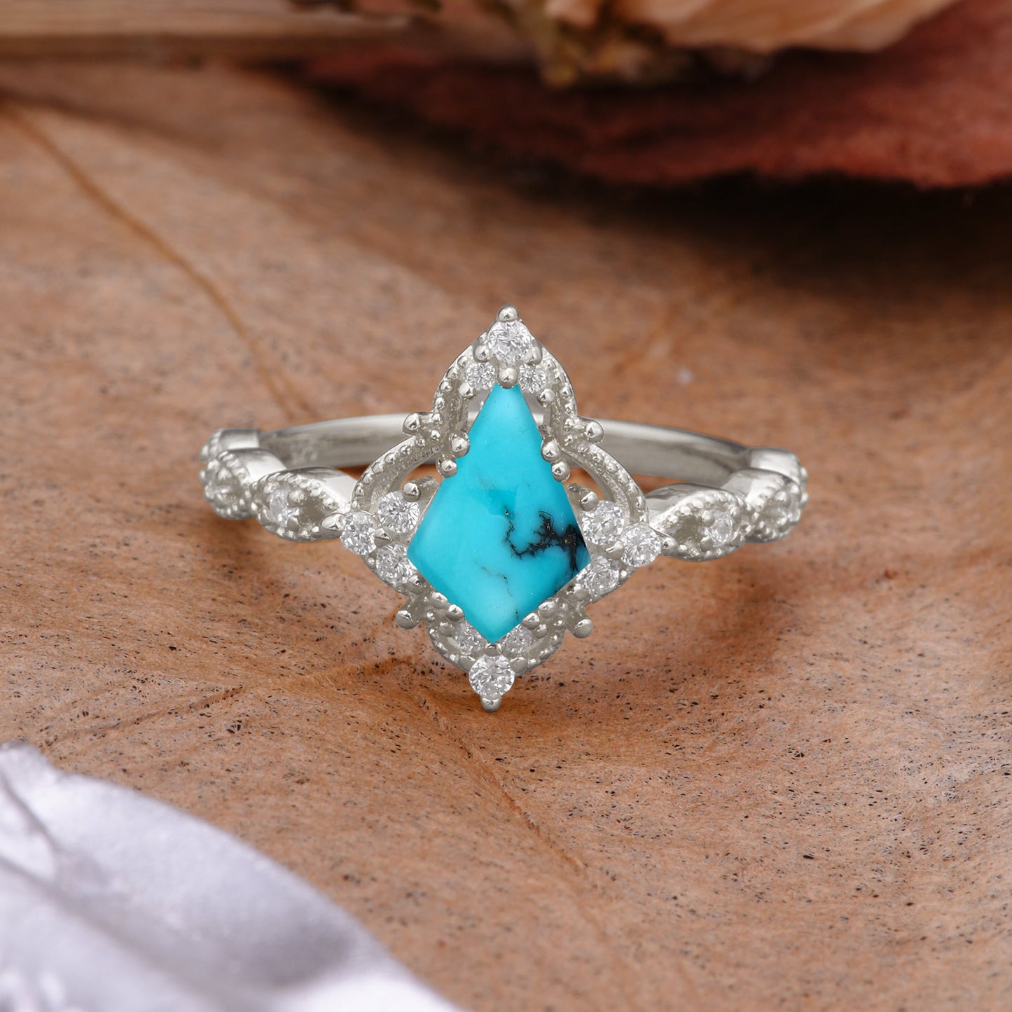 Vintage Luxe Kite-Cut Turquoise Engagement Ring