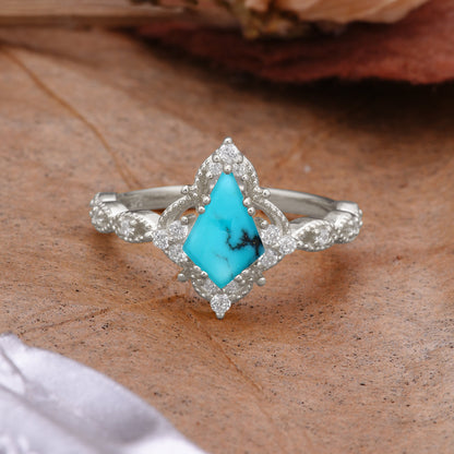Vintage Luxe Kite-Cut Turquoise Engagement Ring