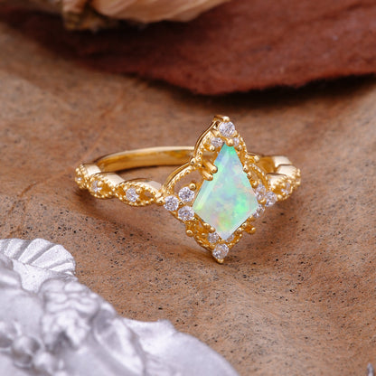 Vintage Luxe Kite-Cut Opal Engagement Ring