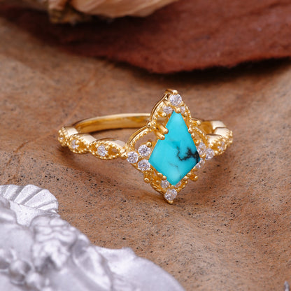 Vintage Luxe Kite-Cut Turquoise Engagement Ring