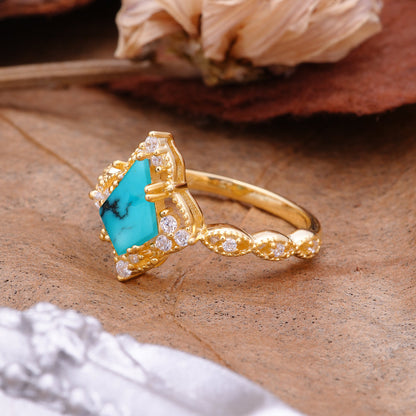 Vintage Luxe Kite-Cut Turquoise Engagement Ring
