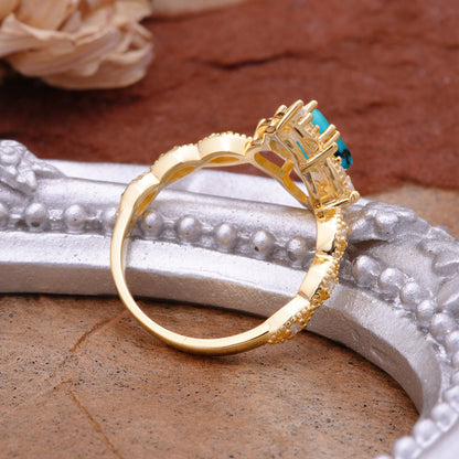 Vintage Luxe Kite-Cut Turquoise Engagement Ring