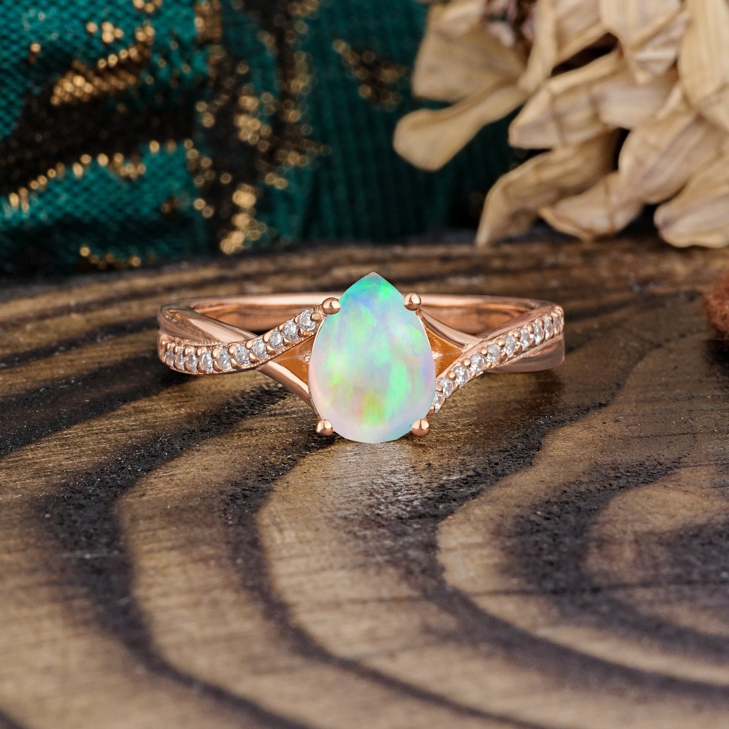 Timeless Vintage 4-Prong Pear-Cut Opal Engagement Ring
