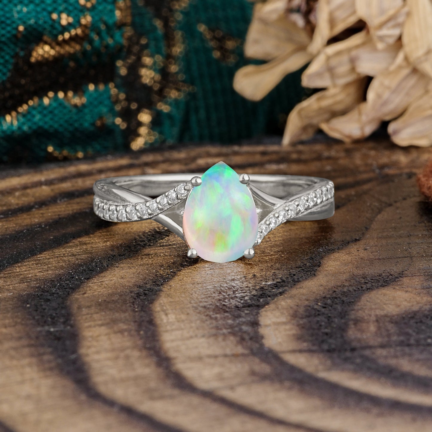 Timeless Vintage 4-Prong Pear-Cut Opal Engagement Ring