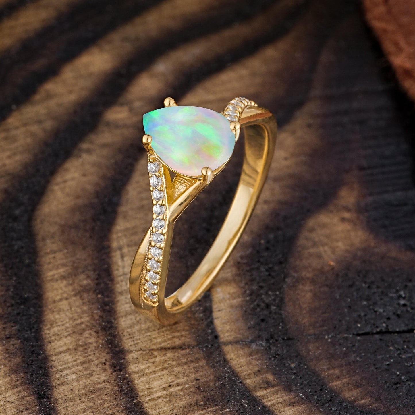 Timeless Vintage 4-Prong Pear-Cut Opal Engagement Ring