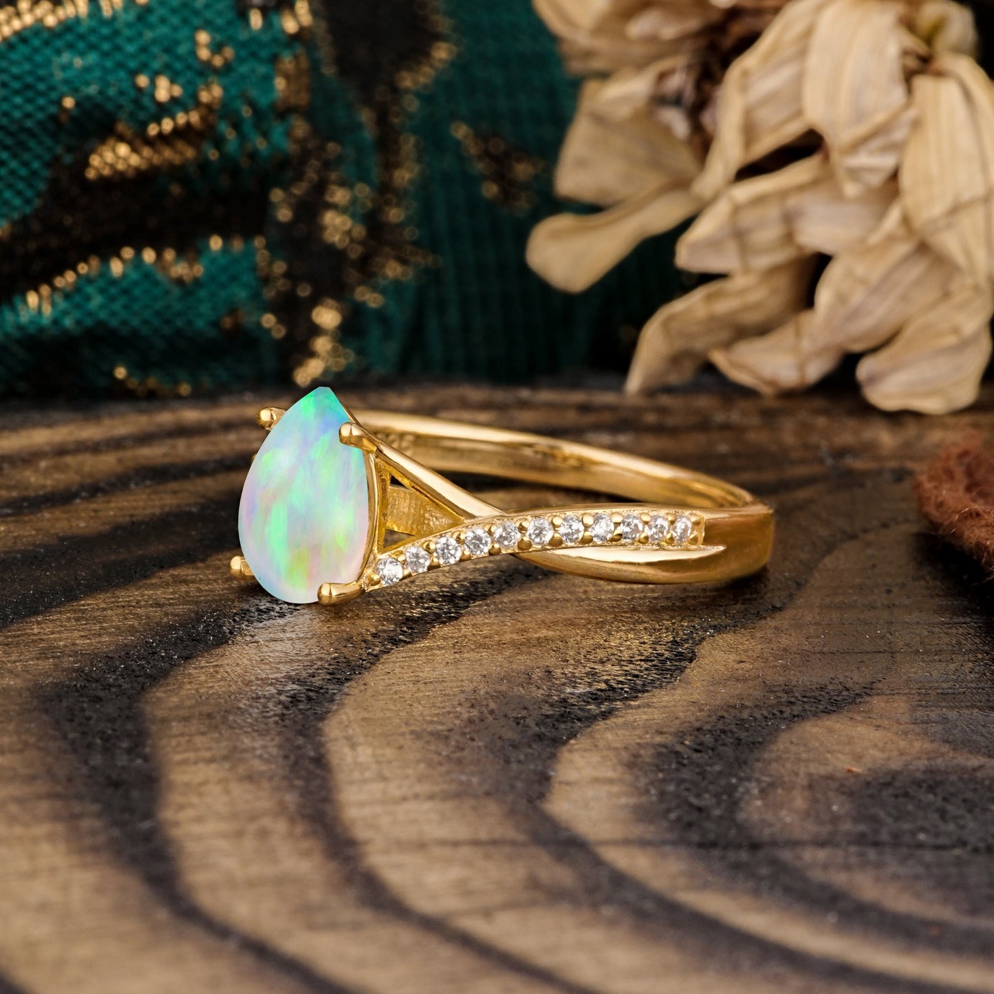Timeless Vintage 4-Prong Pear-Cut Opal Engagement Ring