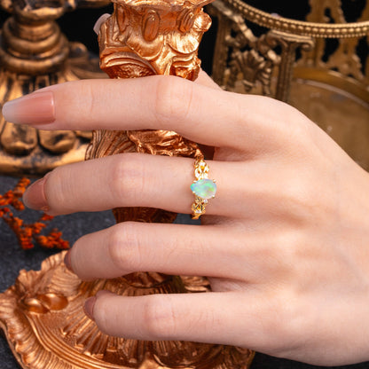 Pear Shape Leaf Opal Engagement Ring – Nature Inspired Vine Engagement Ring for Women