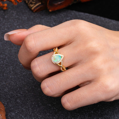 Dazzling 3 - Prong Pear-Cut Opal Engagement Ring