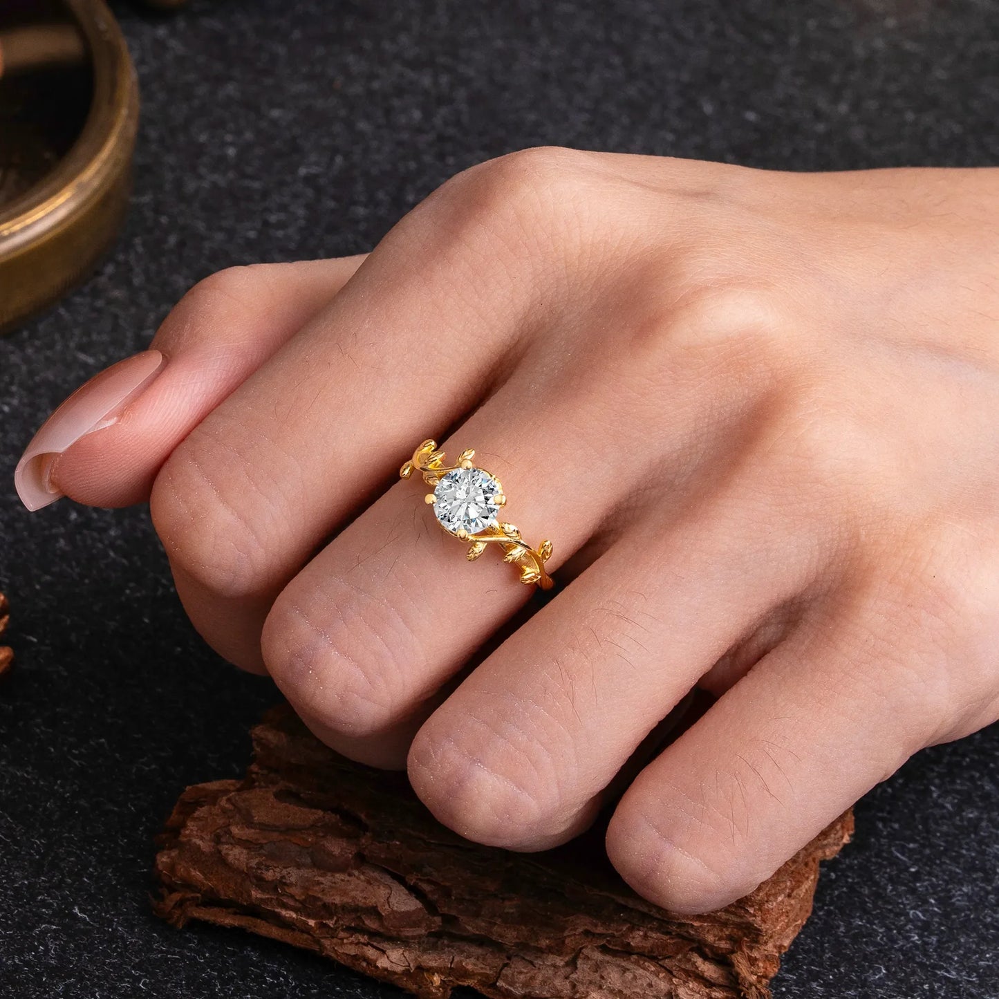 Nature-Inspired Classic 4-Prong Round Lab Diamond Engagement Ring