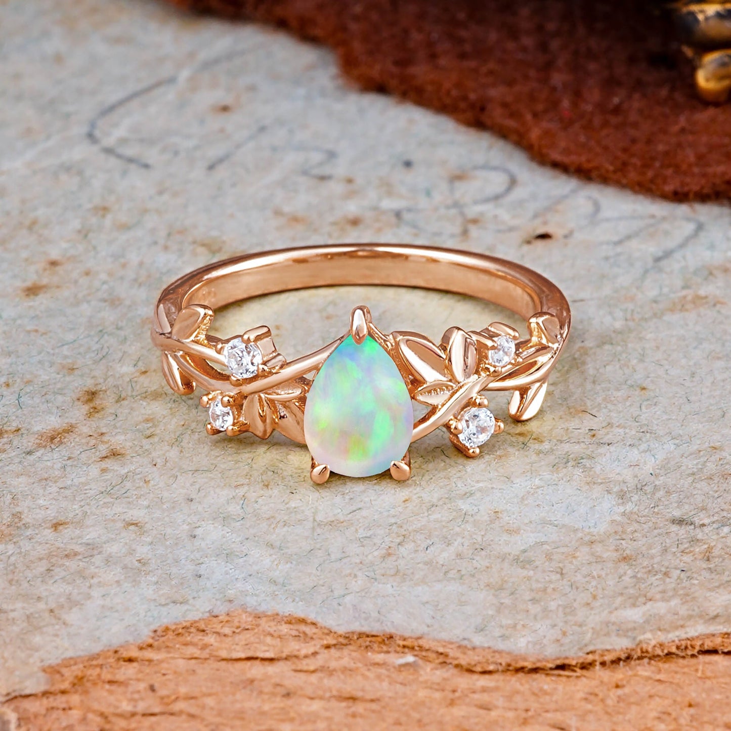 Haute Nature Inspired 4-Prong Oval Opal Engagement Ring