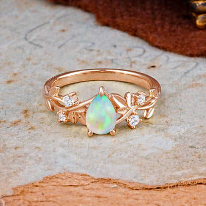 Haute Nature Inspired 4-Prong Oval Opal Engagement Ring