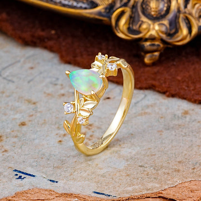 Haute Nature Inspired 4-Prong Oval Opal Engagement Ring