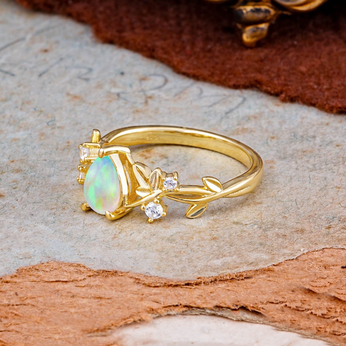 Haute Nature Inspired 4-Prong Oval Opal Engagement Ring
