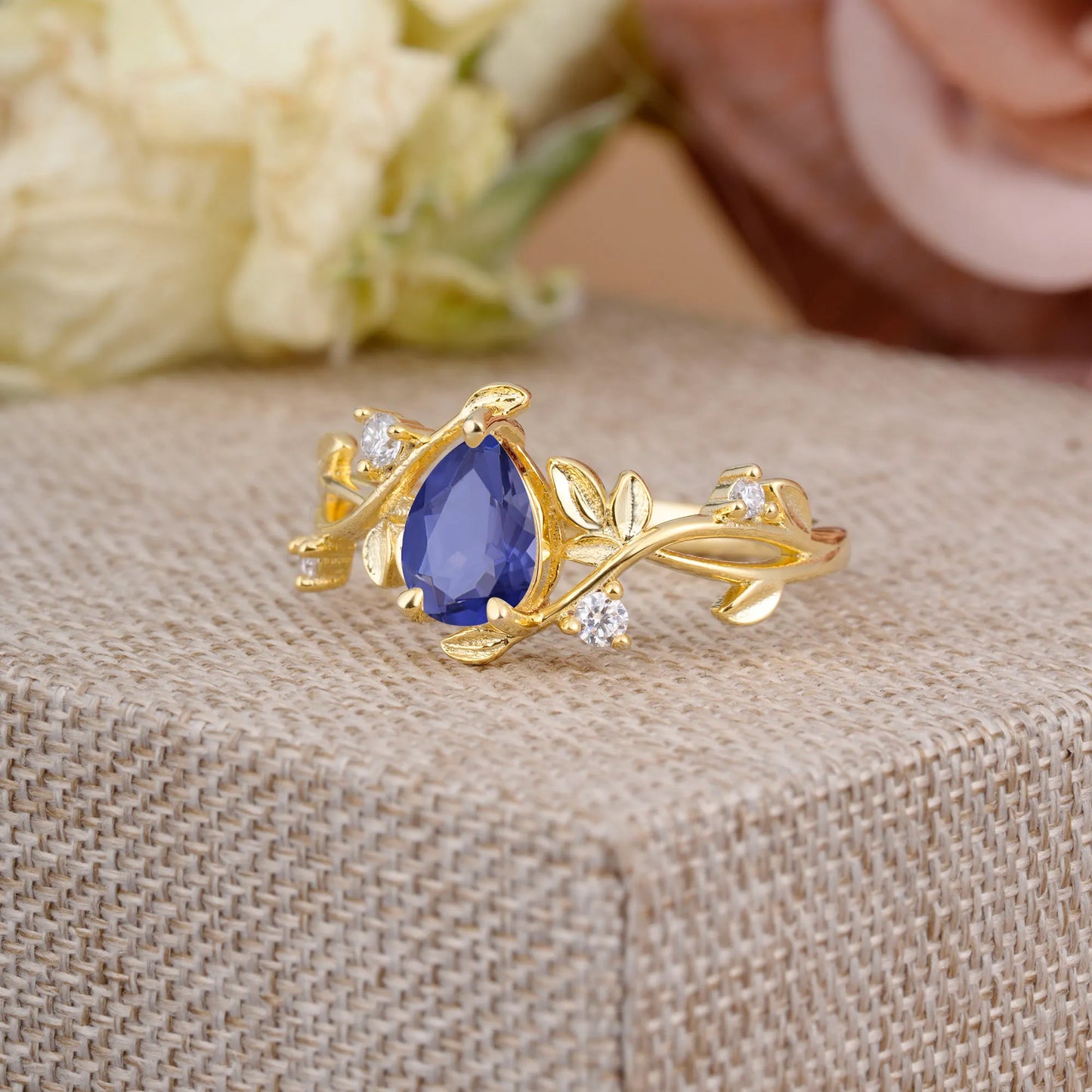 Branch-Inspired 3-Prong Pear-Cut Tanzanite Engagement Ring