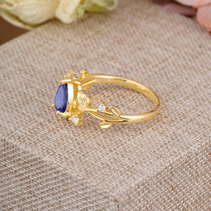 Branch-Inspired 3-Prong Pear-Cut Tanzanite Engagement Ring