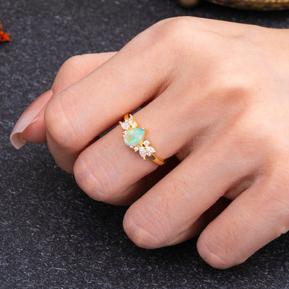 Unique Pear Shaped Opal Engagement Ring for Women