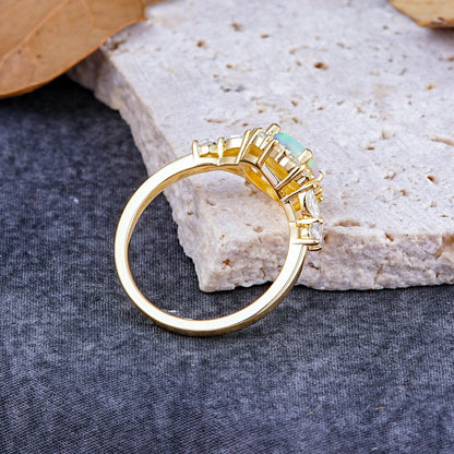 Luxury 4-Prong Round Opal Engagement Ring