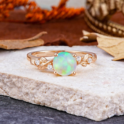 Heirloom-Grade Round Opal Engagement Ring