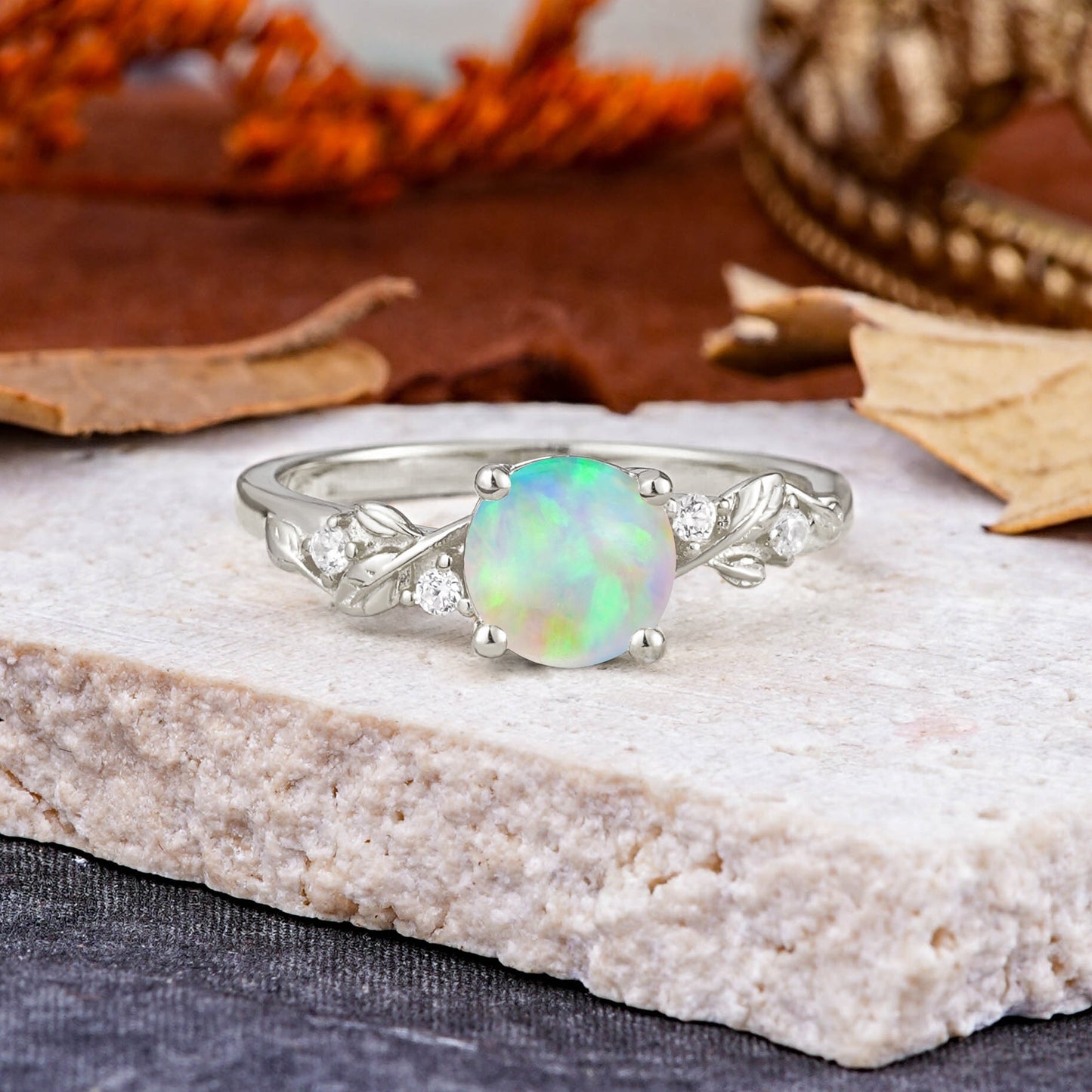 Heirloom-Grade Round Opal Engagement Ring