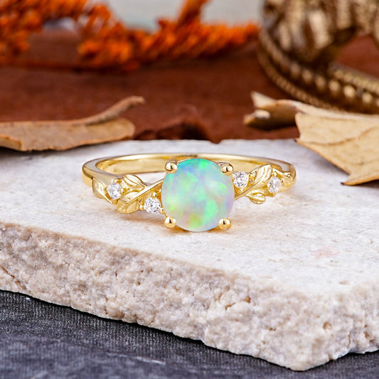 Heirloom-Grade Round Opal Engagement Ring