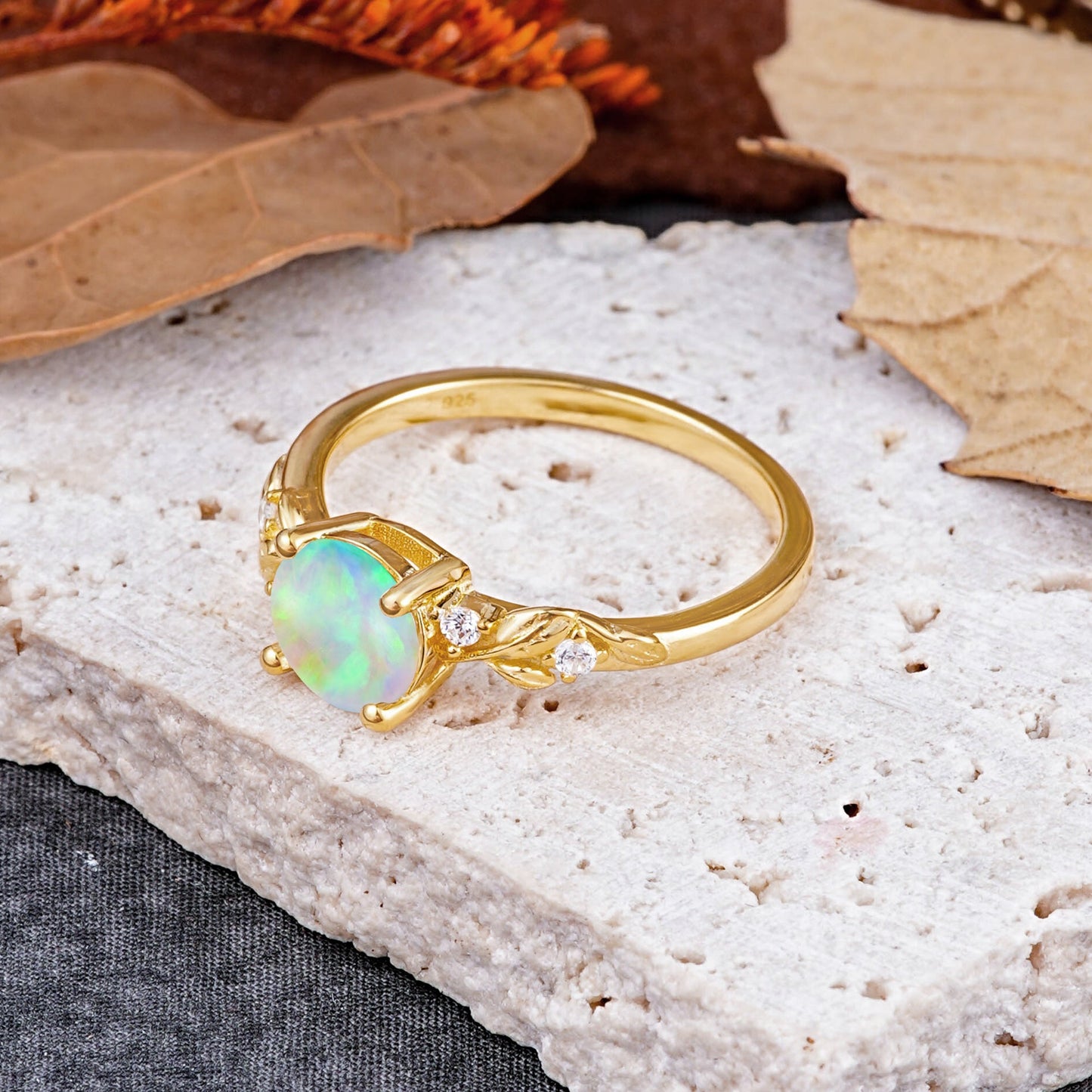 Heirloom-Grade Round Opal Engagement Ring