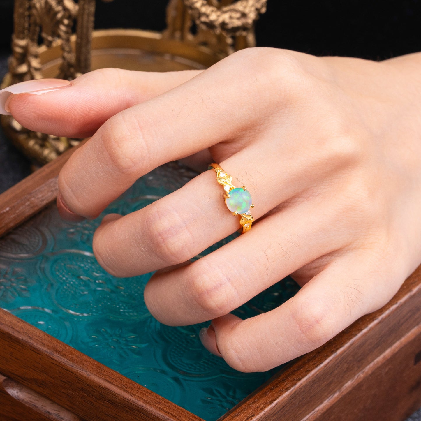Heirloom-Grade Round Opal Engagement Ring