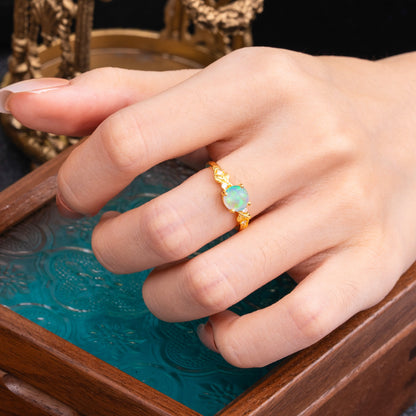Heirloom-Grade Round Opal Engagement Ring