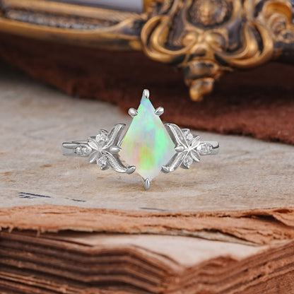 Luxury Nature-Inspired Kite-Cut Opal Engagement Ring