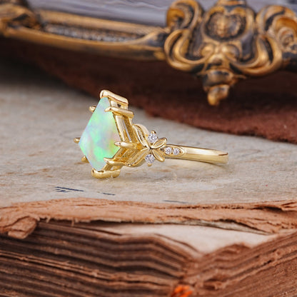 Luxury Nature-Inspired Kite-Cut Opal Engagement Ring