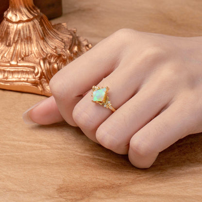 Luxury Nature-Inspired Kite-Cut Opal Engagement Ring