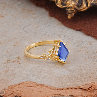 Luxury Nature-Inspired Kite-Cut Tanzanite Engagement Ring