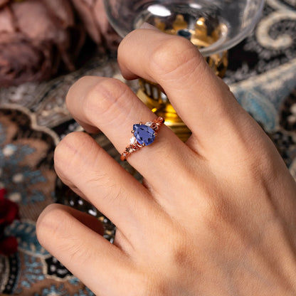 Romantic 4-Prong Pear-Cut Tanzanite Engagement Ring