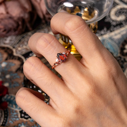 Romantic 4-Prong Pear-Cut Garnet Engagement Ring