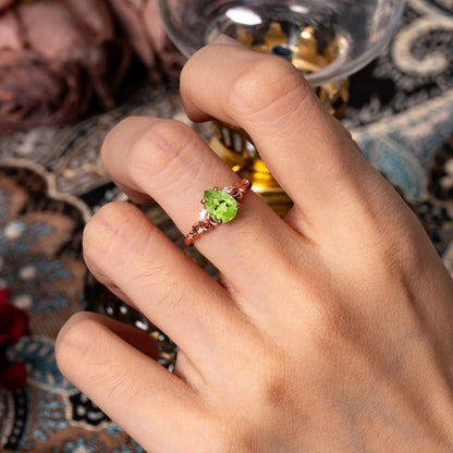 Romantic 4-Prong Pear-Cut Peridot Engagement Ring
