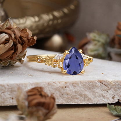 Romantic 4-Prong Pear-Cut Tanzanite Engagement Ring