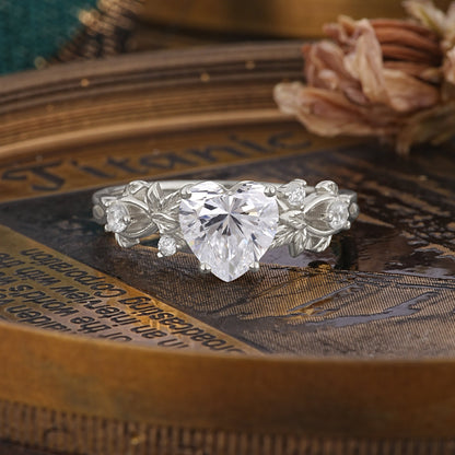 Woodland 4 Prong Heart Lab Diamond Engagement Ring