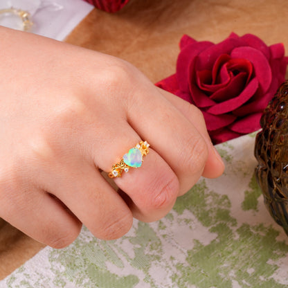Woodland 4 Prong Heart Opal Engagement Ring