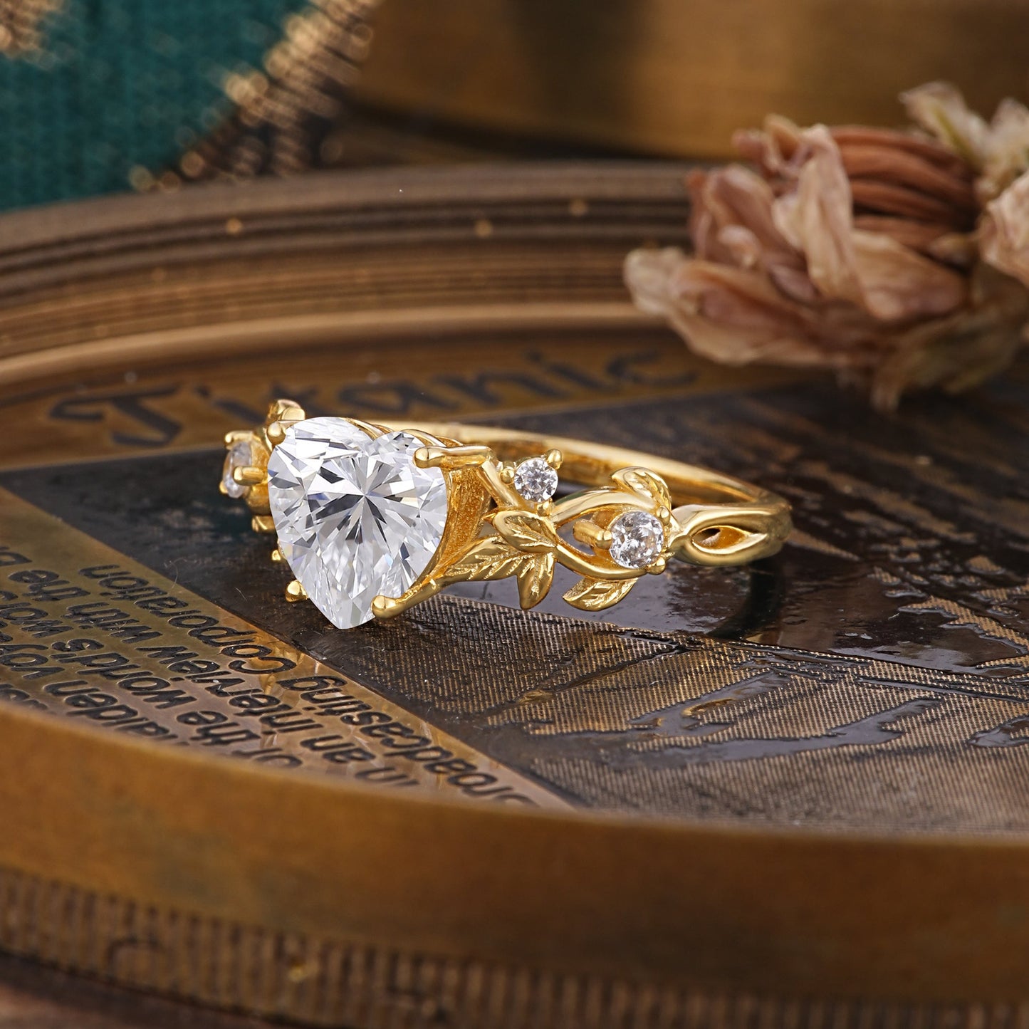 Woodland 4 Prong Heart Lab Diamond Engagement Ring