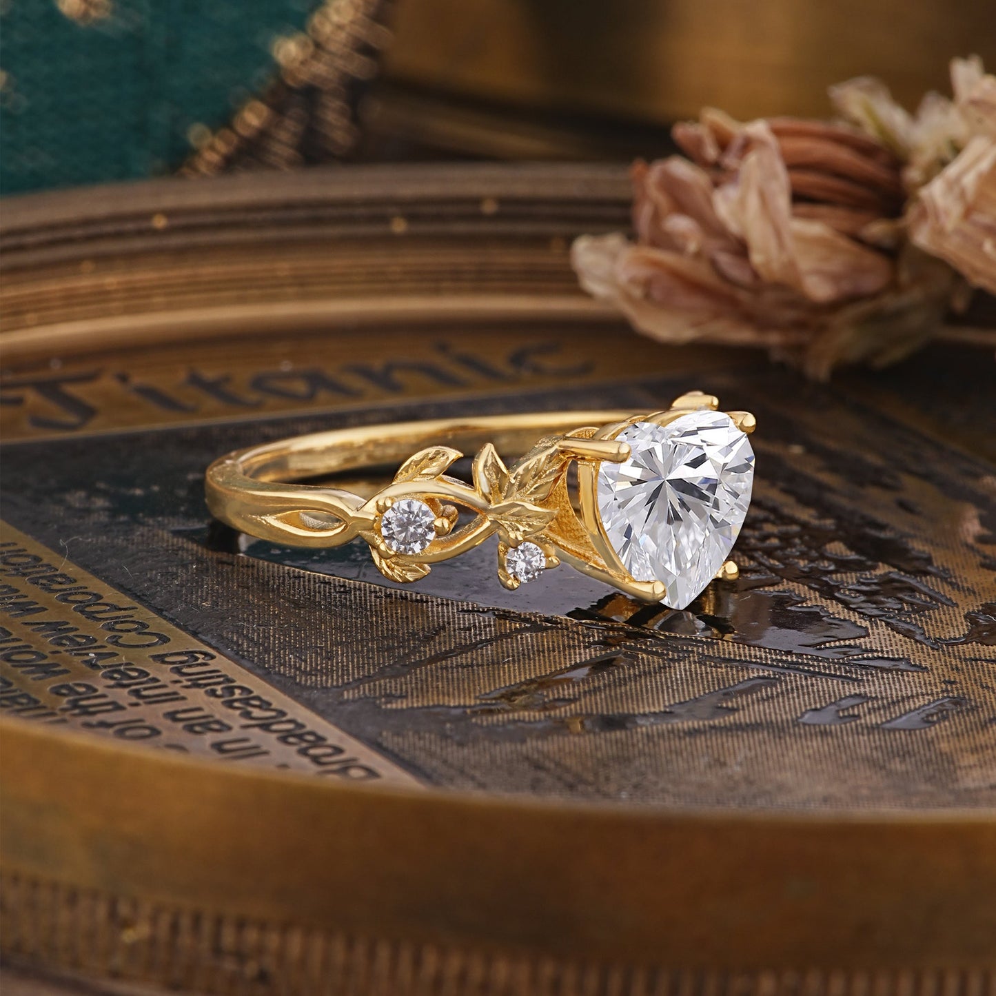 Woodland 4 Prong Heart Lab Diamond Engagement Ring