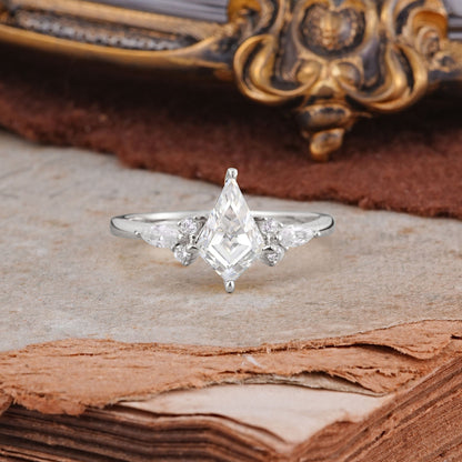 Classic 4 Prong Kite Cut Moissanite Engagement Ring