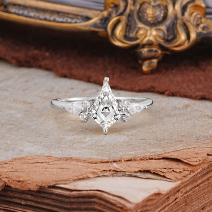 Classic 4 Prong Kite Cut Lab Diamond Engagement Ring