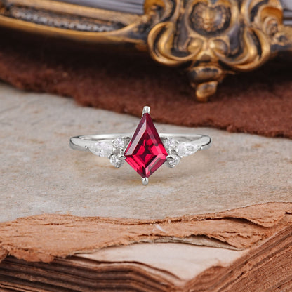 Classic 4 Prong Kite Cut Ruby Engagement Ring