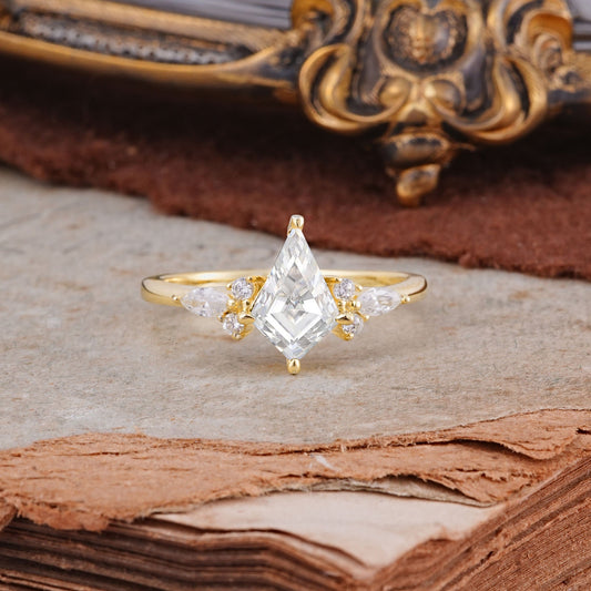 Classic 4 Prong Kite Cut Moissanite Engagement Ring