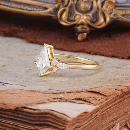 Classic 4 Prong Kite Cut Moissanite Engagement Ring