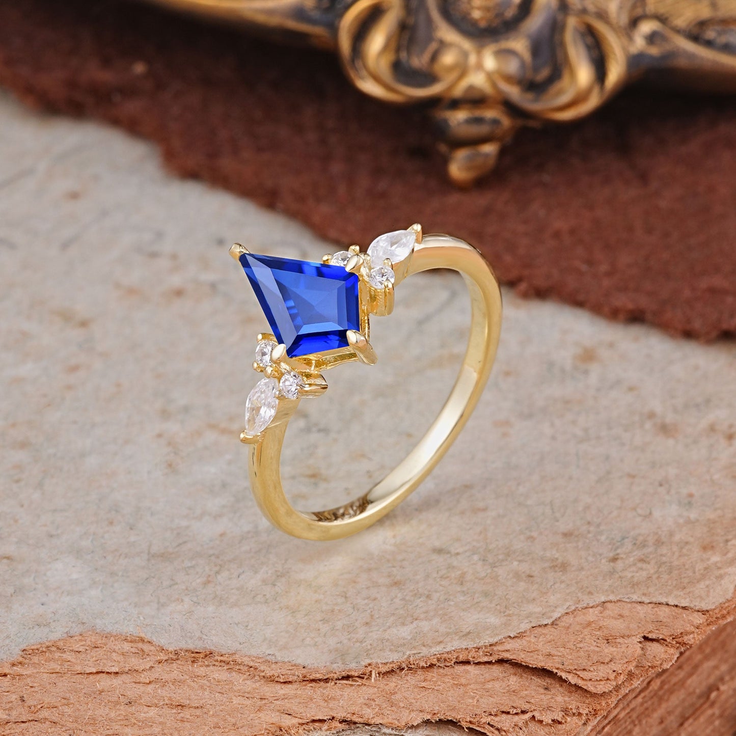 Classic 4 Prong Kite Cut Sapphire Engagement Ring