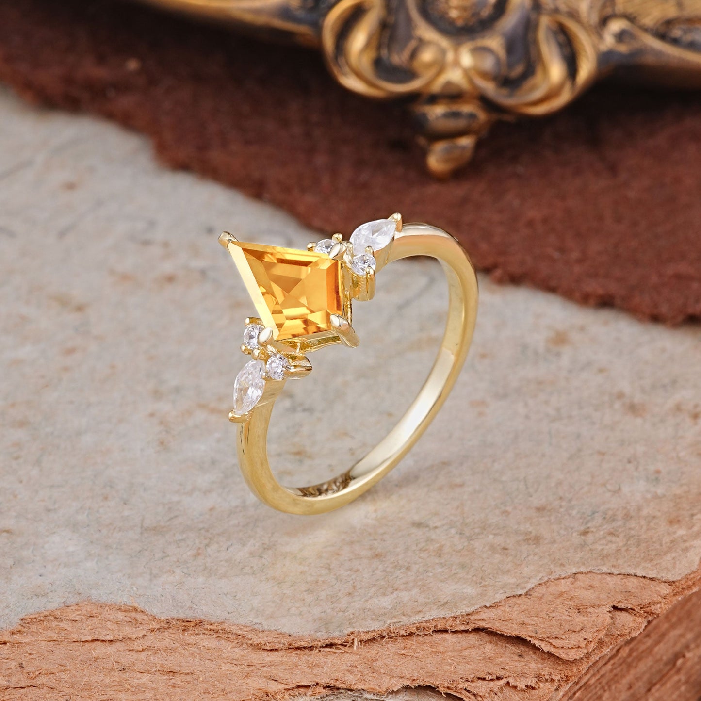 Classic 4 Prong Kite Cut Citrine Engagement Ring